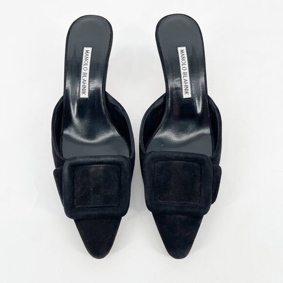 Manolo Blahnik Black Mules with Buckle.  Like new. - Picture 5 of 10